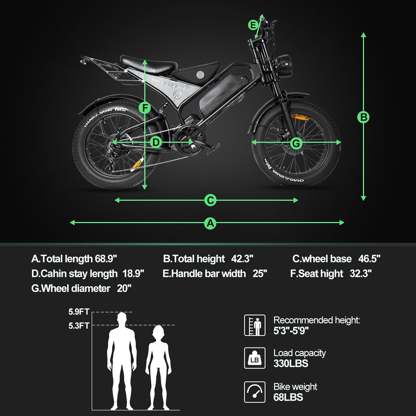 Smartravel Explorer DK400 1000W Moped Style Offroad Electric Bike Fat Tire