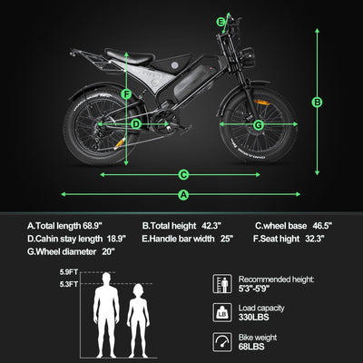 Smartravel Explorer DK400 1000W Moped Style Offroad Electric Bike Fat Tire